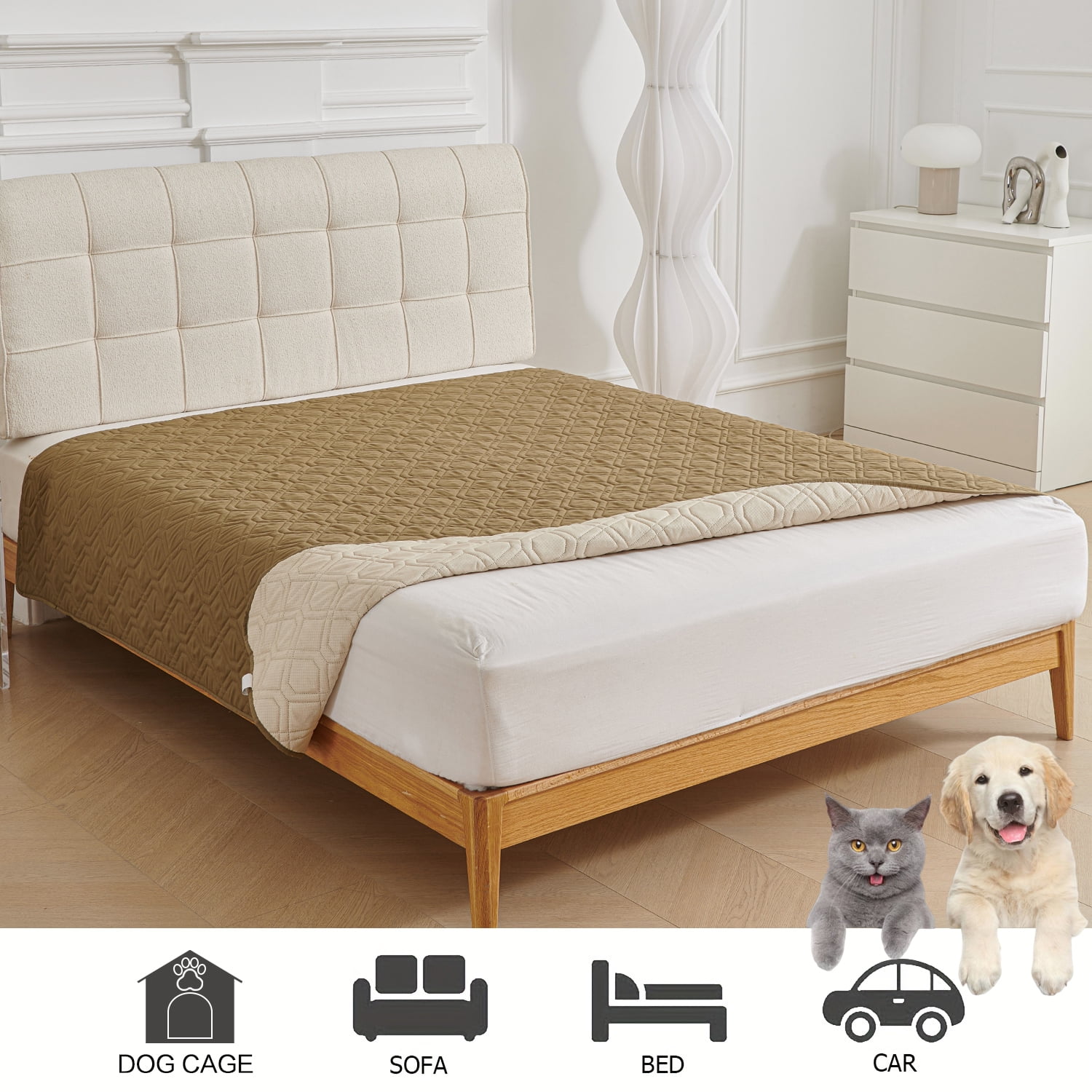 Pet Furniture Protective Cover Non-Slip Base Pet Mattress Waterproof Sofa Cushion for Dogs and Cats Protection Waterproof and Urine-Proof Fabric Deodorant Machine Washable Non-Slip Pet Car Mats