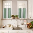 thumbnail image 3 of 3 Piece Kitchen Curtains and Valances Set Sage Green Grey Stripe Cafe Curtains 24 Inch Length Farmhouse Simple Striped Valance & Tier Curtain for Living Room Bedroom Small Window 54"x18"+27"x24"*2, 3 of 6