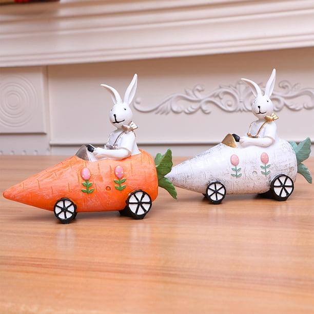 Adorno de resina de conejo de PascuaCarrot Carrot • Figurita de sobremesa • Naranja blanco 6,3x7,87x3,15 in • Decoración de mesa, centro de mesa con repisa, regalo