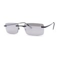 thumbnail image 2 of Rimless Narrow Rectangle Minimal Simple Dad Sunglasses Black - Silver Mirror, 2 of 4