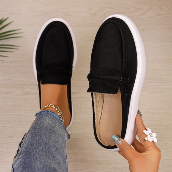 Women's 2026 Summer Loafers Solid Color Closed Toe Backless Mules Soft Sole Lightweight Cushioned Orthopedic Arch Support Wide Toe Box Comfort Walking Daily Footwear Black 41