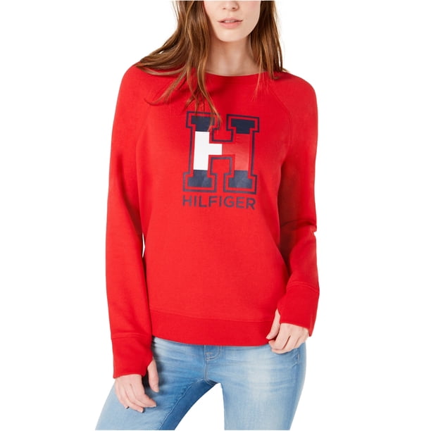 Tommy Hilfiger Womens Thumbhole Sudadera, Rojo, XX-Large Tommy Hilfiger Camisa de entrenamiento