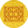 thumbnail image 1 of Ahgly Company Indoor Round Oriental Yellow Traditional Area Rugs, 7' Round, 1 of 4