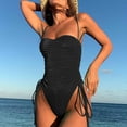 thumbnail image 2 of Sngxgn Women's Swimsuit Bathing Suit V Neck Ruffled Swimwear Adjustable Straps(Black,M), 2 of 9