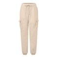 thumbnail image 4 of WTOBBY Women's Wide Leg Sweatpants Casual High Waist Baggy Boyfriend Jogger Pants with Pockets for Spring Fall,Beige L, 4 of 5