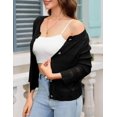thumbnail image 3 of Yesfashion Women's Lightweight Crochet Cardigan 3/4 Sleeve Cropped V Neck Button Shrug Knit Sweater Tops, 3 of 6