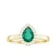 thumbnail image 4 of Rosec Jewels Lab Grown Emerald Teardrop Engagement Ring with Halo - Pear Shape Emerald Diamond Ring - AAAA Quality Certified, 14K Yellow Gold, US 3.50, 4 of 9