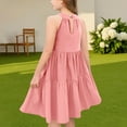 thumbnail image 4 of ZACPNCV Girls' Sleeveless Gradient Dress Summer Casual Sundress Skater Swing Twirly Halter Dress Pink 4-5 Years, 4 of 7