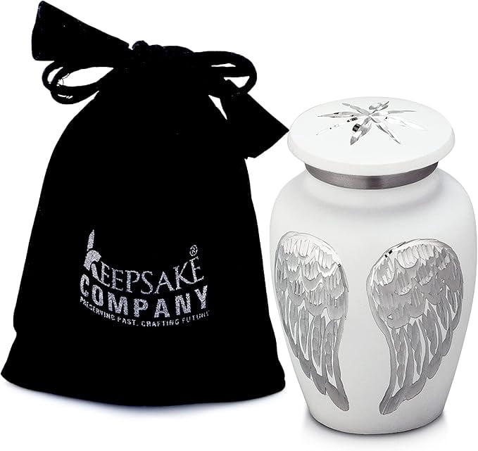Keepsake Company Angel Wings Mini Urns for Human Ashes – Set of 4 Tiny Cremation Urns – Ash Holders for Memorial Keepsakes