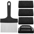 thumbnail image 1 of Kit de limpieza de plancha Premium de 5 piezas, práctico raspador de alimentos de acero inoxidable combinado con 4 estropajos abrasivos antigrasa, el mejor juego de herramientas de limpieza para, 1 of 5