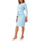 thumbnail image 4 of Vestido de trabajo midi ajustado de peplum para mujer Inspire Chic, cuello redondo, de manga larga, cintura alta, color azul cielo, talla S, 4 of 5