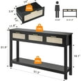 thumbnail image 2 of ELYKEN 51.2" Black Console Tables for Entryway, Rattan Entryway Table with 3 Drawer & Shelf, Narrow Long Sofa Table for Behind Couch Hallway, Entrance Entry Living Room, 2 of 17