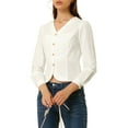 thumbnail image 5 of INSPIRE CHIC Women's Casual V Neck Full Placket Long Sleeve Shirt White XL, 5 of 6
