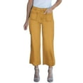 thumbnail image 2 of ZHOGXU Women's Jeans With Pocket High Waisted Wide Leg Straight Fit Solid Color Stretch Trendy Denim Pants Trousers For Casual Daily Wear,Yellow,S, 2 of 8