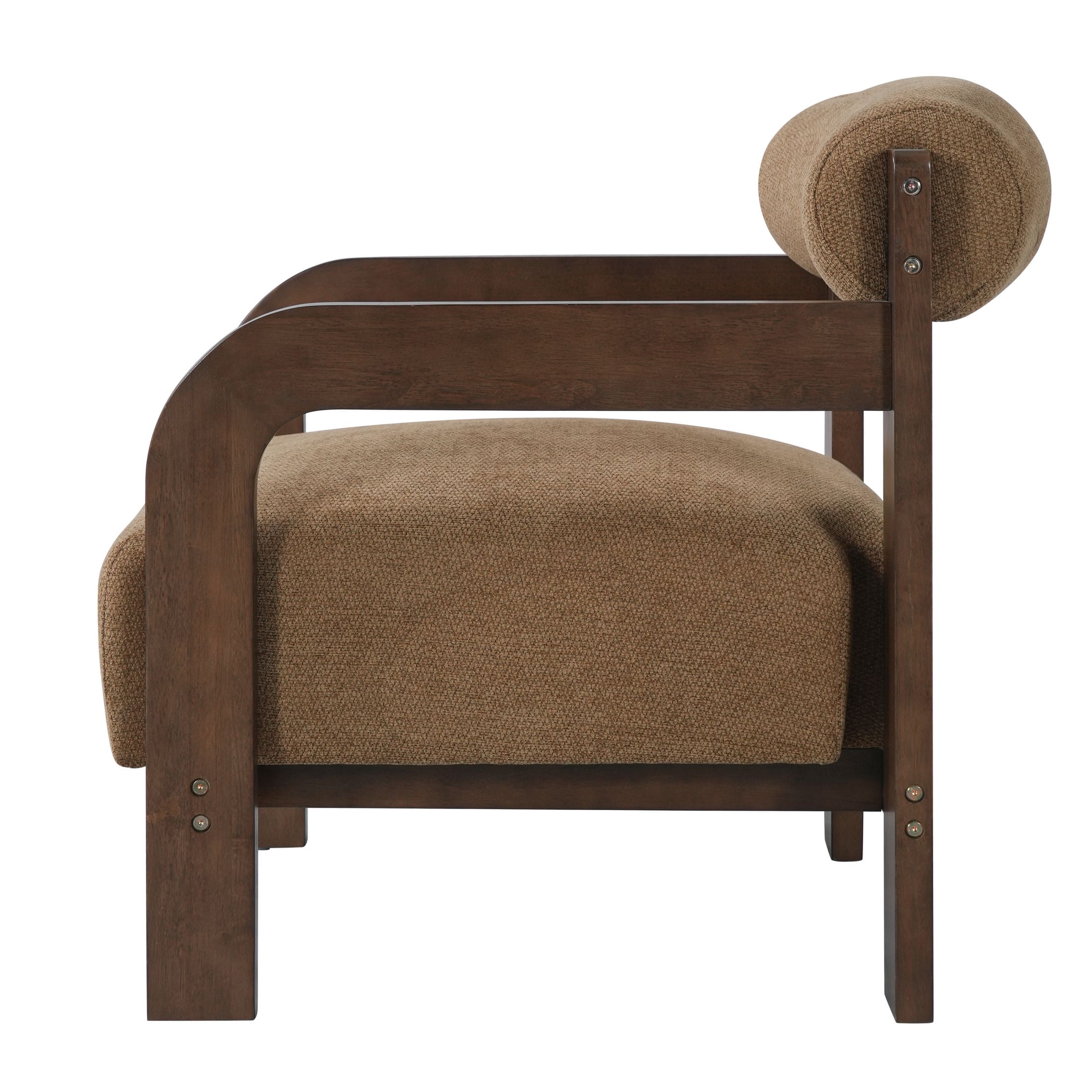 Christopher Knight Home Modern Upholstered Accent Chair, Curved Wood Arms with Thick Cushion, Camel, Set of 2
