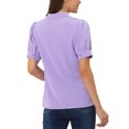 thumbnail image 3 of INSPIRE CHIC Women's Ruffled Button Down Shirt Short Sleeves Solid Work Office Blouse S Light Purple, 3 of 4