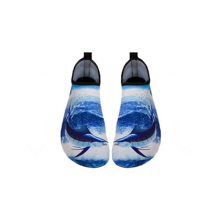

Woobling Womens Mens Beach Shoe Barefoot Water Shoes Quick Dry Aqua Socks Summer Sock Sneakers Lightweight Rubber Soft Sole Comfort Light Blue Fish 5.5-6