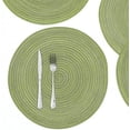 thumbnail image 5 of NAMZI Round Placemats Set of 6 for Dining Tables 15 inch Cotton Braided Placemats Washable Reversible for Kitchen Holiday Party (Pea Green, 6), 5 of 5