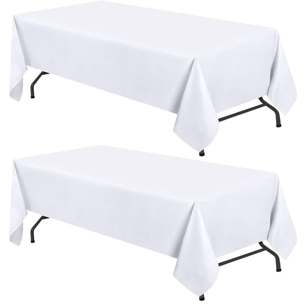 Mantel blanco WEALUXE de 60 x 126 pulgadas para mesa rectangular de 8 pies, paquete de 2
