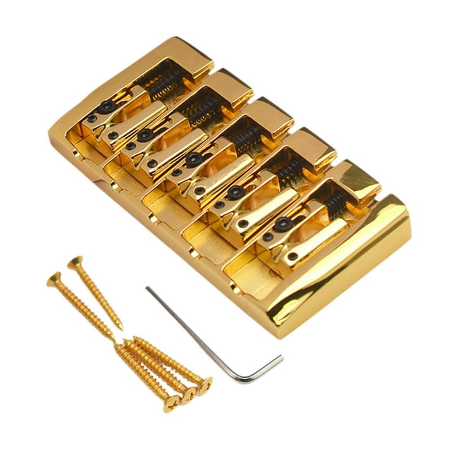 lionlar 5 String Bass Bridge Tailpiece for Guitar Electric Bass Instruments Gold
