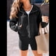 thumbnail image 4 of Sudaderas con Capucha y Cremallera para Mujer, Chaquetas de Forro , Sudaderas de Gran Tamaño, Conjuntos de Moda de Otoño, Suéteres, Ropa de Invierno. Negro L, 4 of 8