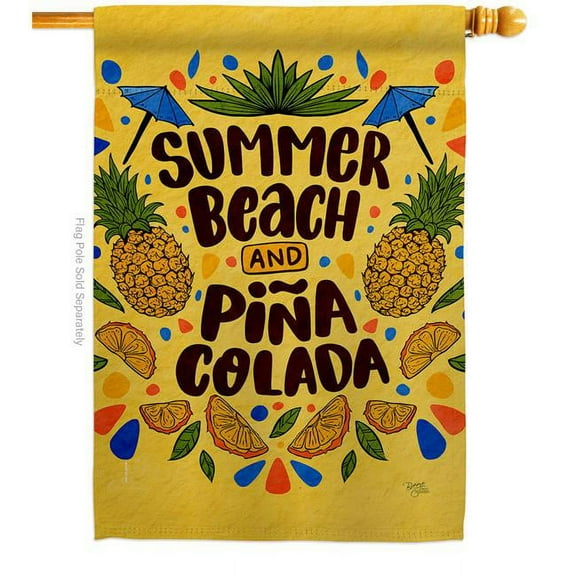 Angeleno Heritage H137458-BO Summer Pina Colada Beverages Cocktail 28 x 40 in. Double-Sided Decorative Vertical House Flags for Decoration Banner Garden Yard Gift