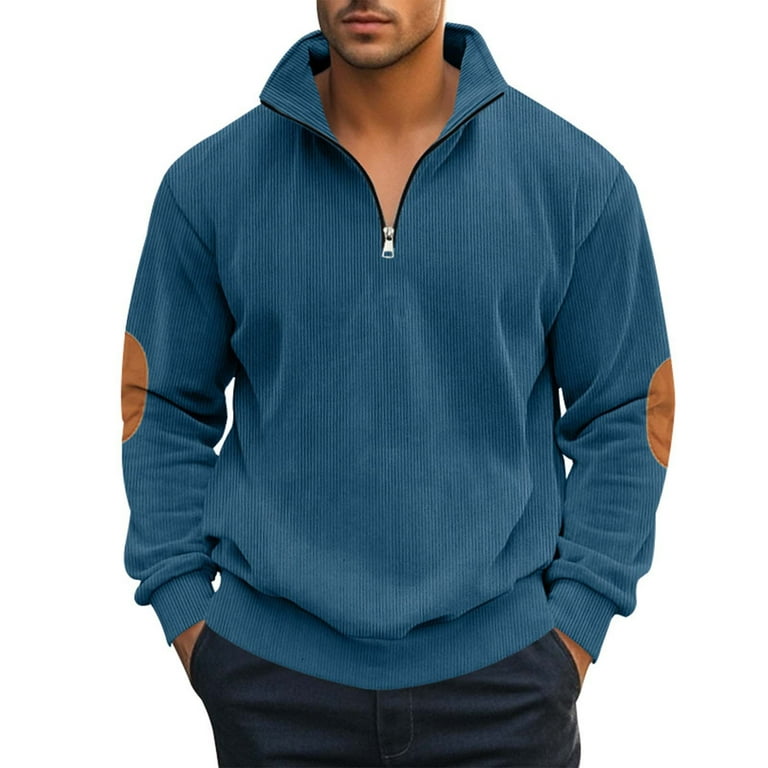 ZCFZJW Men's Quarter Zip Up Pullover Lightweight Casual Mock Neck