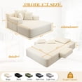 thumbnail image 3 of FFH 60" Chaise Lounge Chair Indoor, Convertible Sleeper Sofa Bed with Storage Pockets, Plush Corduroy Floor Lazy Sofa, Frameless Design, Beige, 3 of 11