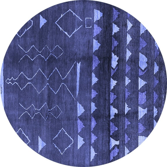 Ahgly Company Indoor Round Oriental Blue Industrial Area Rugs, 4' Round