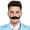 Black, variant on Men's Watson White Synthetic Hair Mustache | Facial Hair Multiple Color Options | HPO