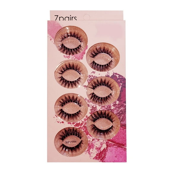 POINTERTECK Boc 7 Pairs Eye Lash Multiple Designs Easy-removing Reusable Faux Mink Hair Eye Lash for Dating
