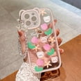 thumbnail image 2 of Compatible for iPhone 13 Pro Max 6.7 Inch Cute Clear Case, Cute Flowers Bear Pattern Phone Case with Lovely Strap Bracelet Chain for Women Girls Shockproof Back Cover - Beige (Tulip), 2 of 10