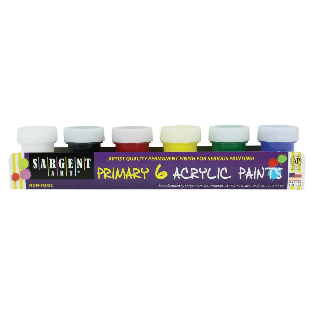 Sargent Art® Primary Acrylic Paints, 6 Per Pack, 6 Packs