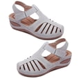 thumbnail image 1 of Lubelski Women Shoes Summer Retro Hook Loop Closure Non-slip Hollow Beach Wedge Sandals, 1 of 7