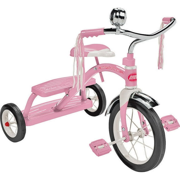 Radio Flyer Dual Deck Pink Tricycle - 12 Inch Front Wheel, Ages 2.5 to 5