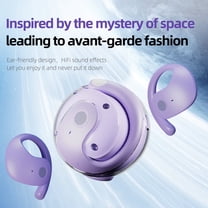 Tikvla Wireless Headphones with Silicone Lanyard, Purple, Noise Canceling, Clip-on Headphones