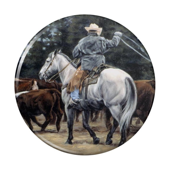 Ranch Cowboy Cattle Drive Roundup Pinback Button Pin