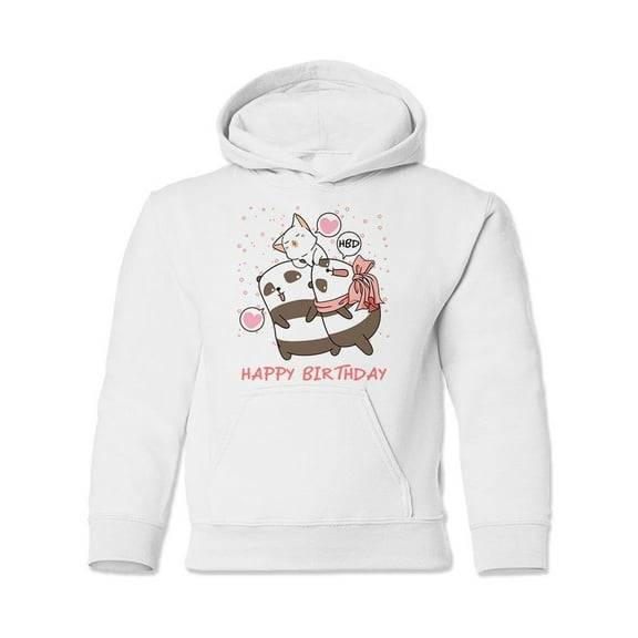 Happy Birthday Panda Hoodie Juniors -Image by Shutterstock, Large