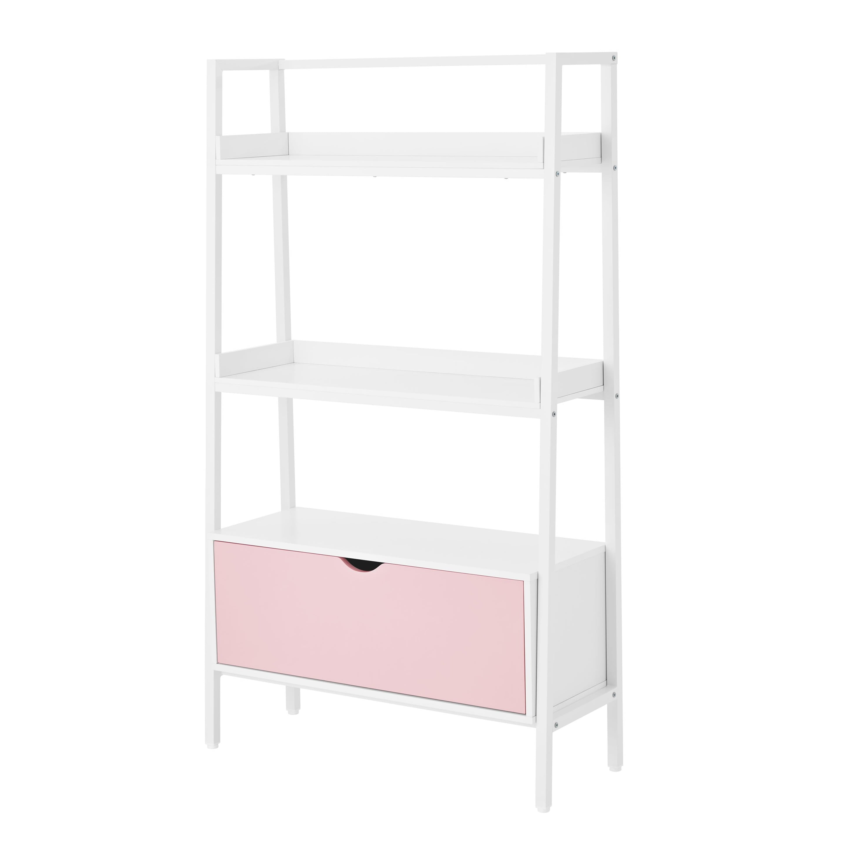 BYO Kids Ladder Bookcase with Drawer, Pink/White