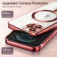 thumbnail image 4 of JETech Electroplated Case for iPhone 12 Pro Max 6.7-Inch, Camera Lens Full Protection, Compatible with MagSafe Wireless Charging, Shockproof Soft TPU Phone Cover (Bright Red), 4 of 7