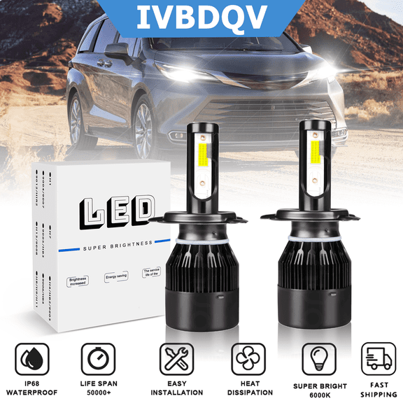 For Toyota Sienna 1998-2003 LED Headlights H4 High/Low Beam Conversion Kit Bright White Bulb 2Pcs