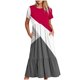 thumbnail image 1 of Puntoco Vestido De Mujer Con Cuello Redondo, Manga Corta, Media Pantorrilla, Dos Bolsillos, Estampado Geométrico, Vestido De Manga Corta Con Cuello Redondo, Rojo Rosa S,Regalos Para Mujer Joven, 1 of 4