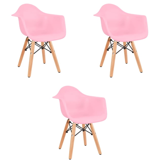 Juego de tres sillas Eames con descansabrazo para Niños y Niñas (ROSA)