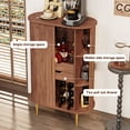 thumbnail image 2 of CBJCBJ Bar Cabinet with Tambour Door, Wood Liquor Cabinet with 16 Wine Racks and Adjustable Shelves, Brown, 2 of 12