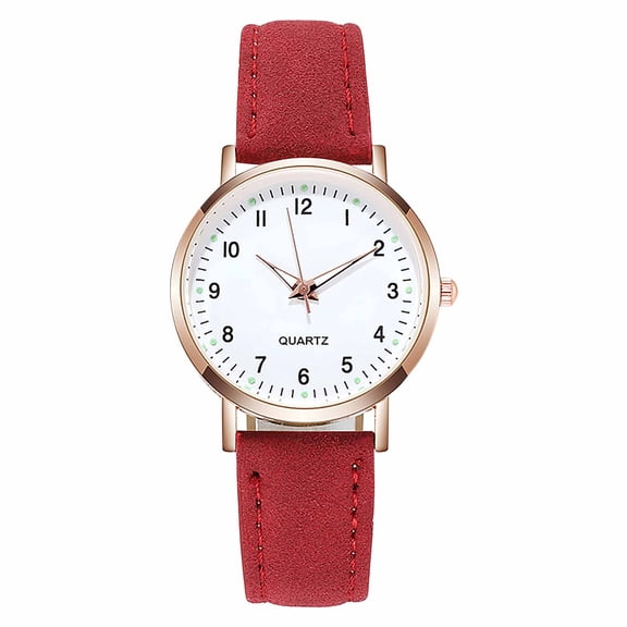 Digital Watches for Women Luminous Leather Strap Casual Fashion Quartz Wrist Watch Unisex Dressy Watchs for Teenagers Red