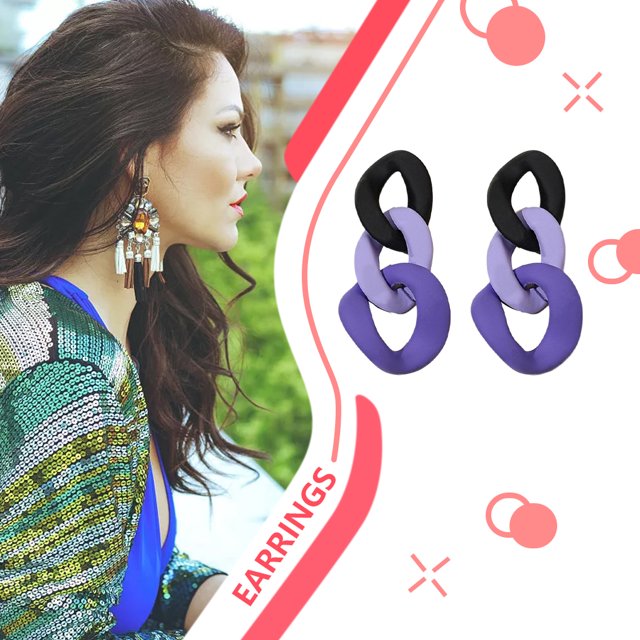 Baohd 2 Pieces Woman Earring Fashion Acrylic Delicate Ear Jewelry Geometry Circle Danging Drop Earrings Bohemia Accessory Type 3