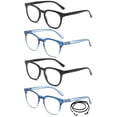 thumbnail image 2 of 4 Pairs Oversized Reading Glasses for Women Round Circle Frame Women Fashion Reading Glasses Blue & Black Women Reading Glasses +2.50, 2 of 2