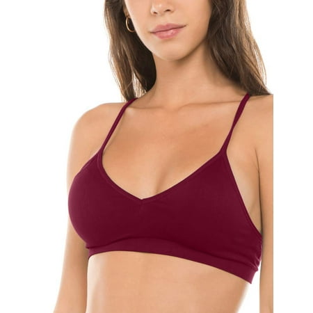 

Women s Seamless V-Neck Padded Bralette with Adjustable Straps (One Size Fits All)