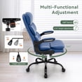 thumbnail image 3 of Ergonomic Office Chair High Back with Lumbar Support, PU Leather Desk Chair, Adjustable Height & Flip-Up Armrests, Swivel Rolling Wheels for Home Office, Computer Gaming Chair (Blue), 3 of 6