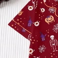 thumbnail image 6 of Tisuna Halloween Pajamas Set For Kids Girls Comfort Fit Skeleton Print Short Sleeve Tops And Shorts Sleepwear Toddler And Teens Children Festival Party Homewear Set Size 3-4 Years Brick Red, 6 of 9